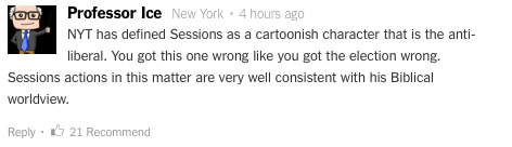 NYT Commentator Defends AG Sessions