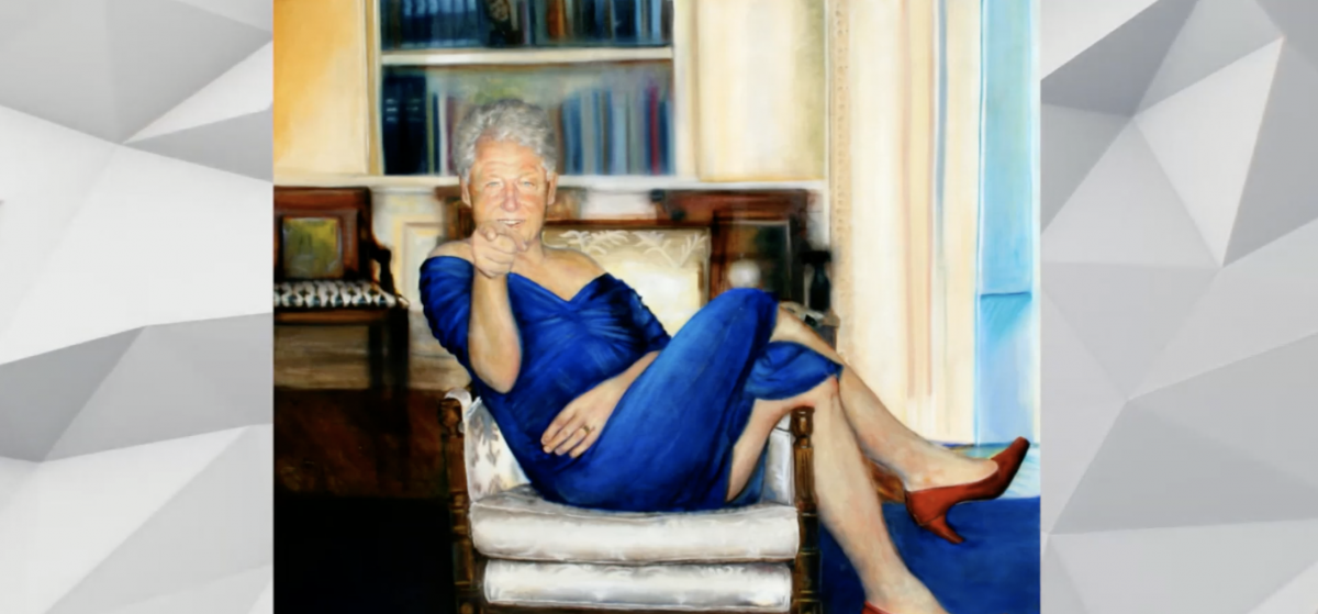 Creepiest Pic Of The Year Portrait Of Bill Clinton In A Blue Dress   ClintonDress 