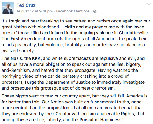 CruzCharlottesvilleStatement