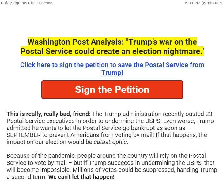 DGA E-Mail Petition