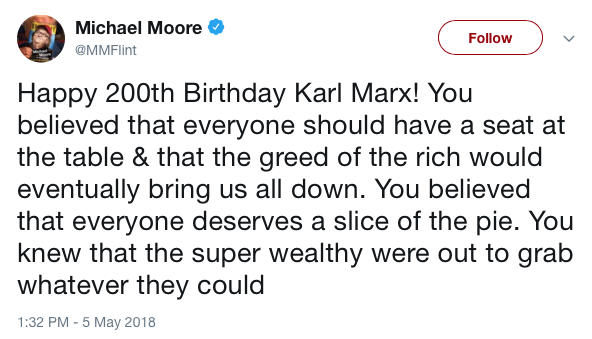 Image result for michael moore twitter marx