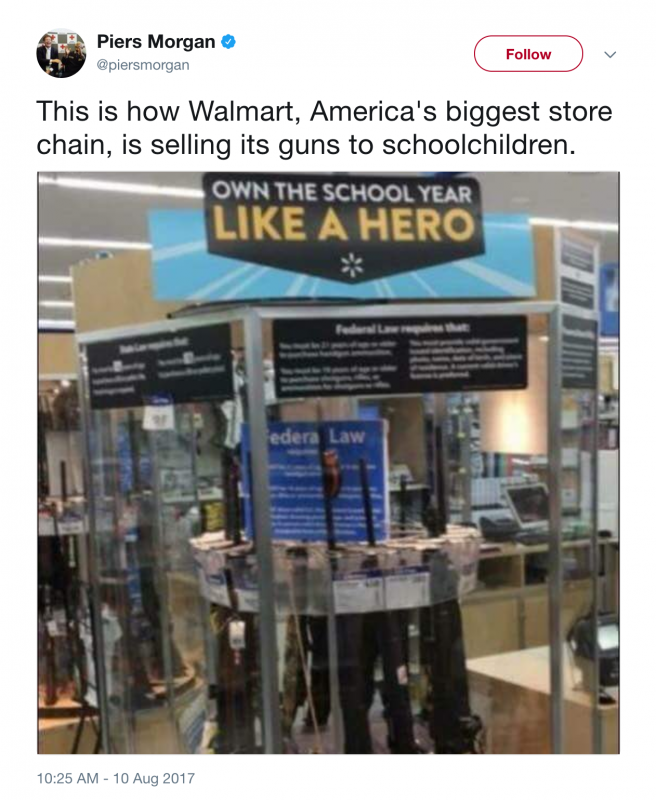 Piers Morgan Accuses Walmart of Selling Guns to Kids After Viral Photo