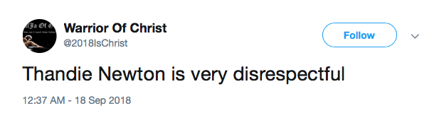 Tweet against Thandie