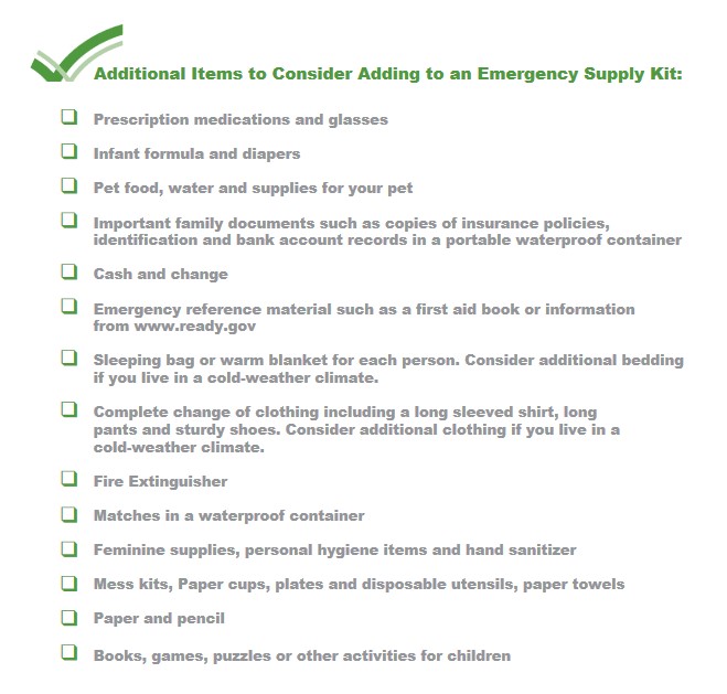 Additonal Emergency Kit Items