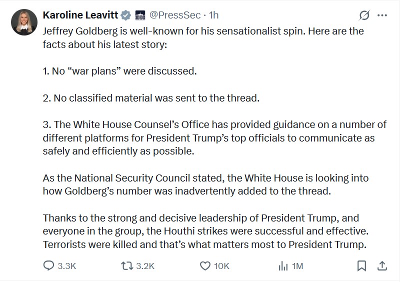 Karoline Leavitt post