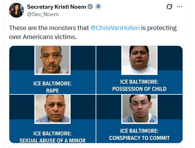 DHS Sec. Noem X.com Post