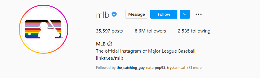 The MLB is thrilled to support the LGBT community during pride month