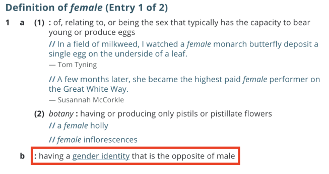 Today's "inclusive" definition of female