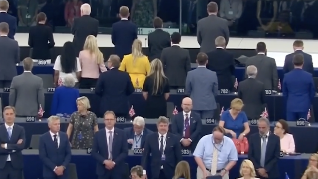 Farage And Brexit Party Eu Meps Turn Their Backs To New Eu Anthem Mrctv