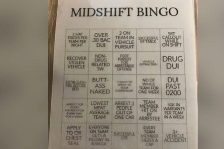 Police Officers Caught Playing ‘Crime Bingo’ Game Incentivizing Arrests
