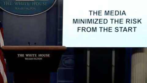 Trump Plays Media Clips to The Media: ‘I’ll Ask You Some Questions, Because You’re So Guilty’